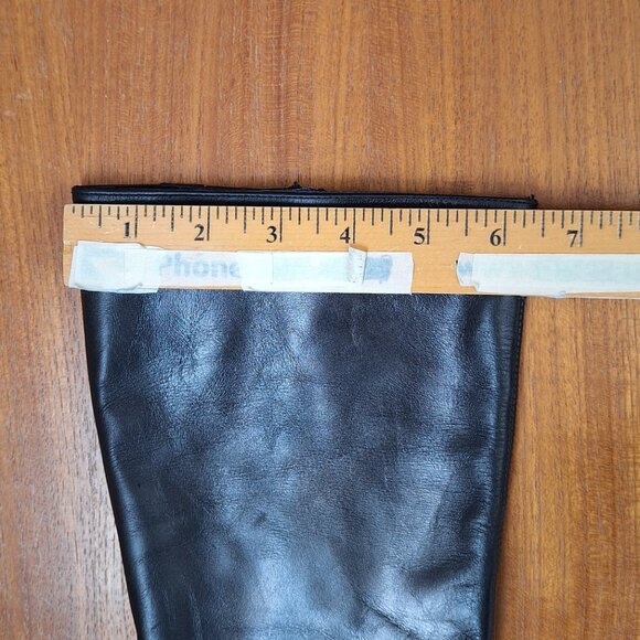 Y2K bebe Leather Heeled Boots Knee High Square Toe Edgy Sexy Whimsigoth Witchy - Picture 11 of 16